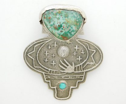 Anthony Lovato Santo Domingo Mother Earth Northern Lights Turquoise and Sterling Silver Pendant