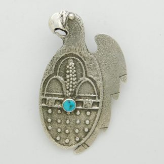 Anthony Lovato Santo Domingo Sterling Silver and Turquoise Eagle Pendant