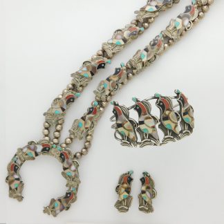 JJ NIIHA Zuni Quail Inlay Necklace, Bracelet, and Earrings
