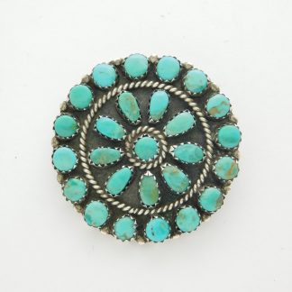 Larry Moses Begay Navajo Turquoise and Sterling Silver Cluster Pin
