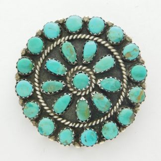 Larry Moses Begay Navajo Turquoise and Sterling Silver Cluster Pin