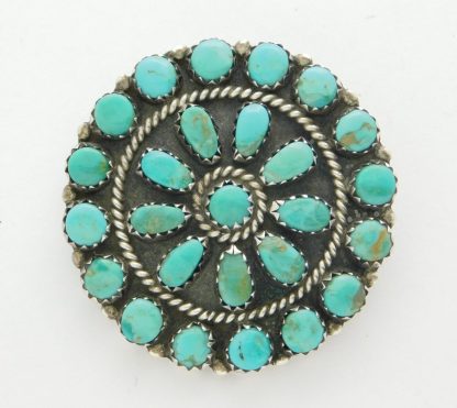 Larry Moses Begay Navajo Turquoise and Sterling Silver Cluster Pin