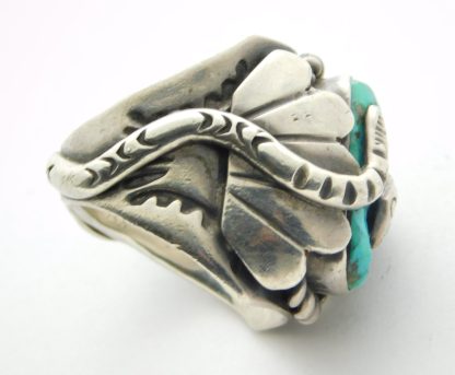 Side view of Charlie Morgan Navajo Sterling Silver and Turquoise Snake Ring