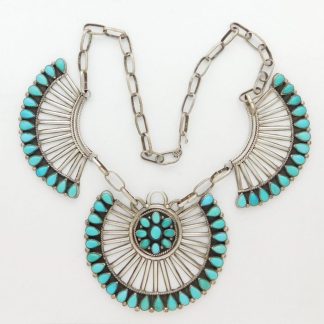 C. Harvey Navajo Sleeping Beauty Turquoise and Sterling Silver Cluster Necklace