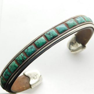 Charlie Favour Turquoise, Silver, and Leather Bracelet