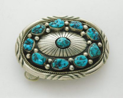 Charlie Bowie Kingman Turquoise and Sterling Silver Belt Buckle