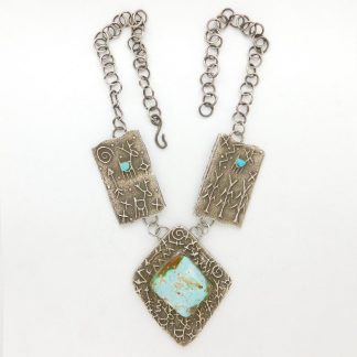 Tufa Cast Sterling Silver and Royston Turquoise Necklace