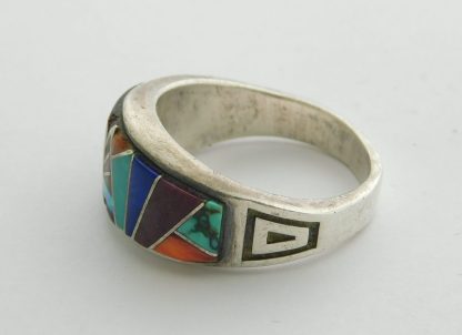 Side view of Edison Yazzie Navajo Stone Inlay Sterling Silver Ring