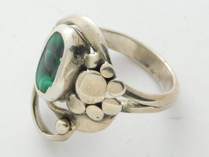 Side view of Bisbee Bob Chatoyant Malachite Sterling Silver Ring