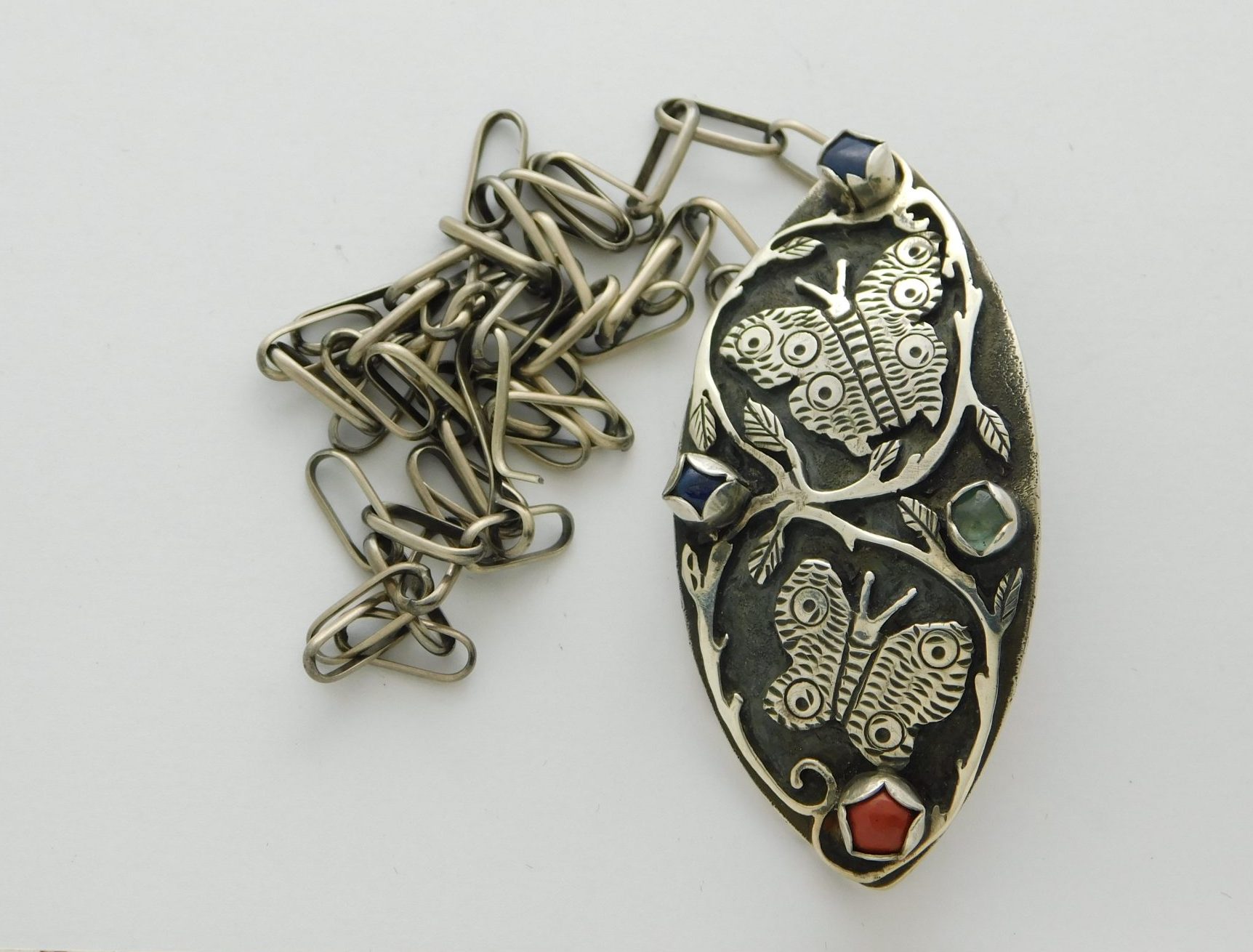 ADAM RAMIREZ Ute / Acoma Pueblo Sterling Silver and Gemstone Butterfly Pendant