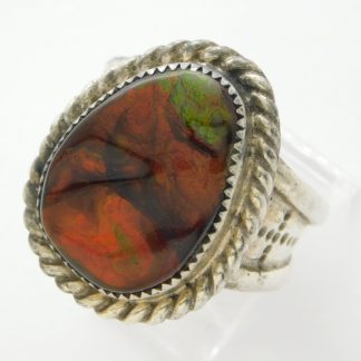 The Wizard's Workshop Tombstone, Arizona Fire Agate and Sterling Silver Ring Size 11-1/4