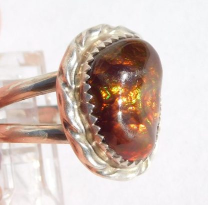 The Wizard's Workshop Tombstone, Arizona Fire Agate and Sterling Silver Ring Size 4-3/4