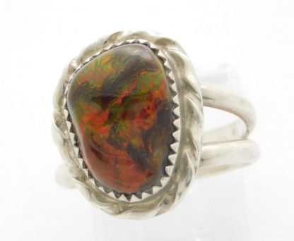 The Wizard's Workshop Tombstone, Arizona Fire Agate and Sterling Silver Ring Size 4-3/4