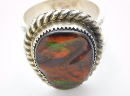 The Wizard's Workshop Tombstone, Arizona Fire Agate and Sterling Silver Ring Size 11-1/4