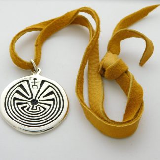 James Fendenheim Tohono O'odham Man-In-The-Maze Sterling Silver Ingot Pendant with Leather Cord
