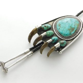 Bear Claw Turquoise and Sterling Silver Bolo Tie