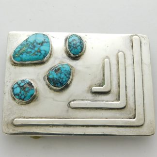 Lone Mountain Turquoise and Sterling Silver Belt Buckle