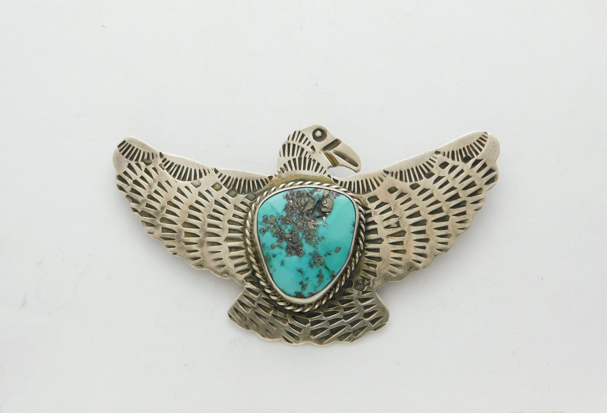 Albert Cleveland Navajo Sterling Silver and Morenci Turquoise Eagle