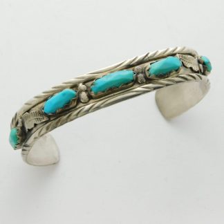 Marvelyne Cheama Zuni Kingman Turquoise and Sterling Silver Bracelet