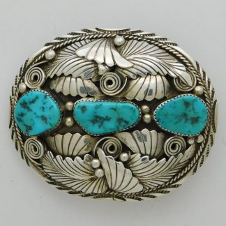 Gilbert Adakai Navajo Sterling Silver and Turquoise Belt Buckle