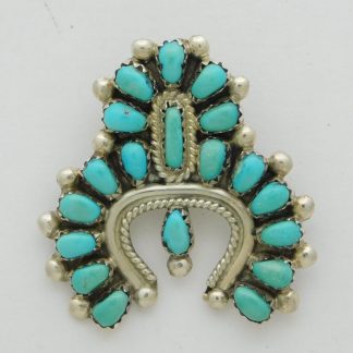 E. Laconsello Zuni Turquoise and Sterling Naja Pin / Pendant