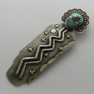 Anthony Lovato Santo Domingo Number 8 Turquoise and Sterling Silver Pin / Pendant