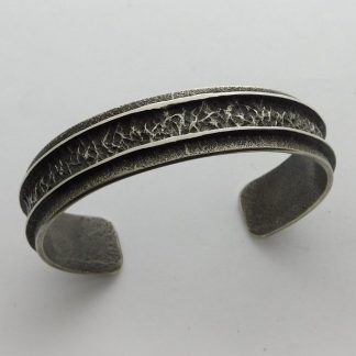 Delbert Arviso Navajo Sterling Silver Tufa Cast Textured Bracelet