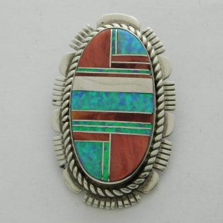 Rick Tolino Navajo Stone Inlay Sterling Silver Pendant