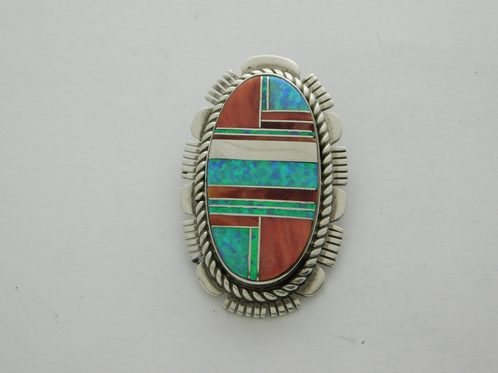 Rick Tolino Navajo Stone Inlay Sterling Silver Pendant