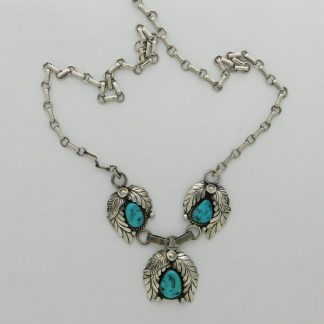 ELGIN HOSKIE Navajo Kingman Turquoise and Sterling Silver Necklace