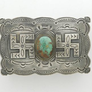 Dean Sandoval Navajo Whirling Logs Turquoise and Sterling Silver Box