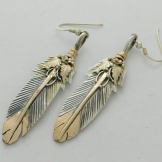 Virginia C. Navajo Sterling Silver and 1/20 Gold Filled Feather Earrings