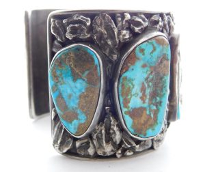 Side view of Alberto Contreras + Richard Contreras Sterling Silver and Turquoise Watchband