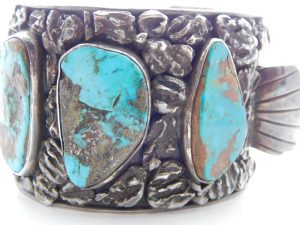 Center Stones of Alberto Contreras + Richard Contreras Sterling Silver and Turquoise Watchband