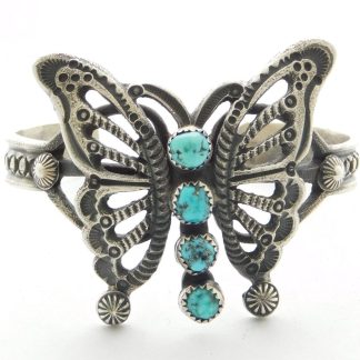 Eva L. Billah Sterling Silver and Kingman Turquoise Sterling Silver Butterfly Bracelet