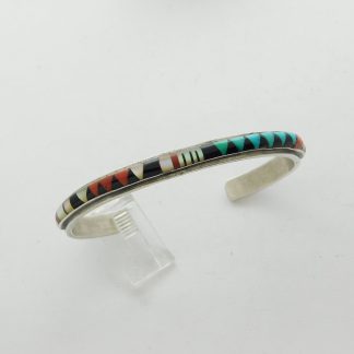 Velma Dewa Zuni Stone Inlay Sterling Silver Bracelet