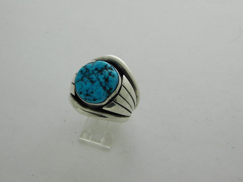 FRANK PATANIA JR. Sterling Silver & Sleeping Beauty Turquoise Ring Size 10-1/2