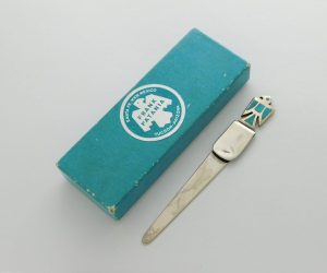 Frank Patania Thunderbird Shop Sterling Silver and Turquoise Bookmark with Original Box (Published)
