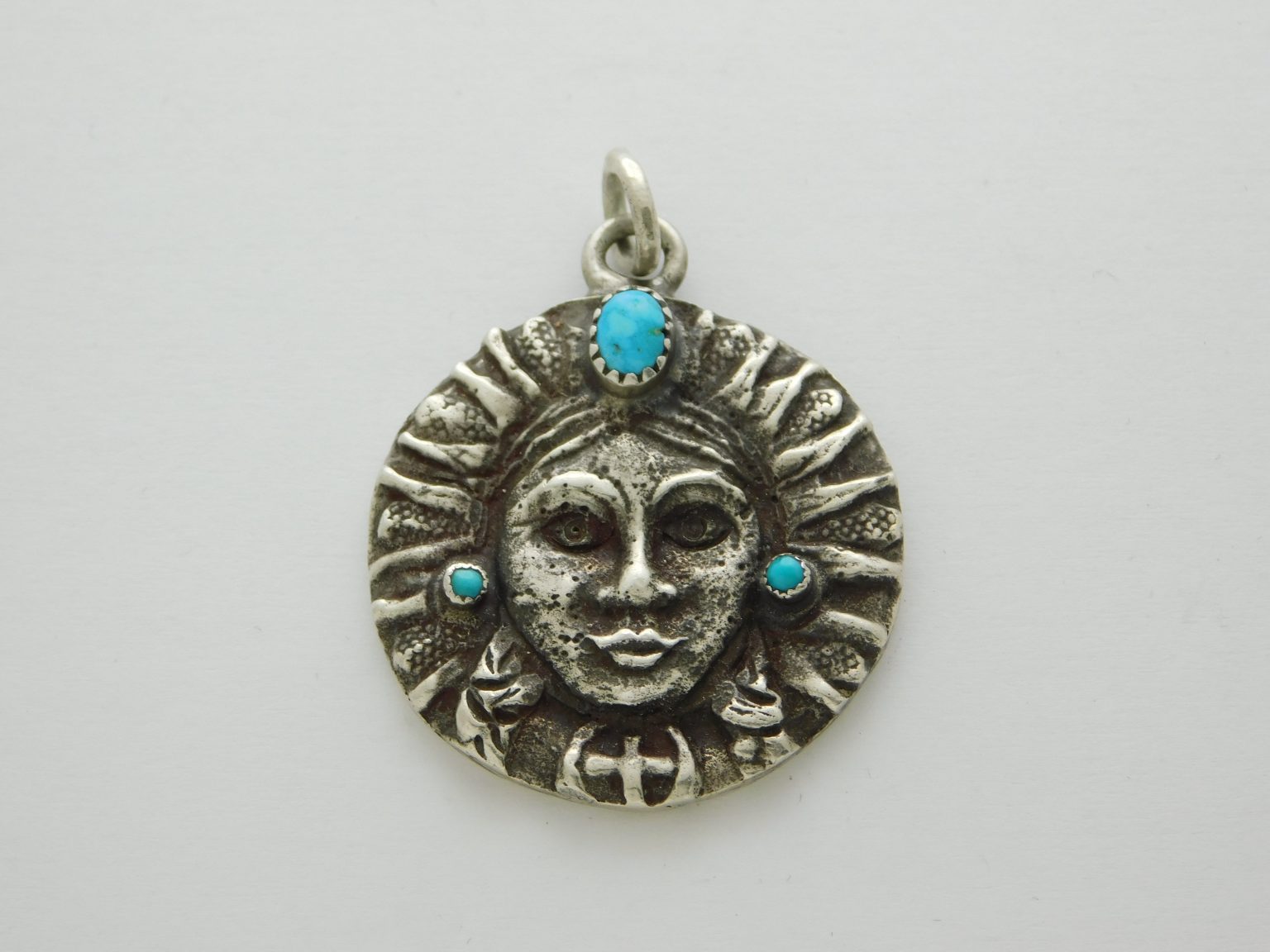Michael Contreras Sterling Silver and Turquoise Tineo Pendant