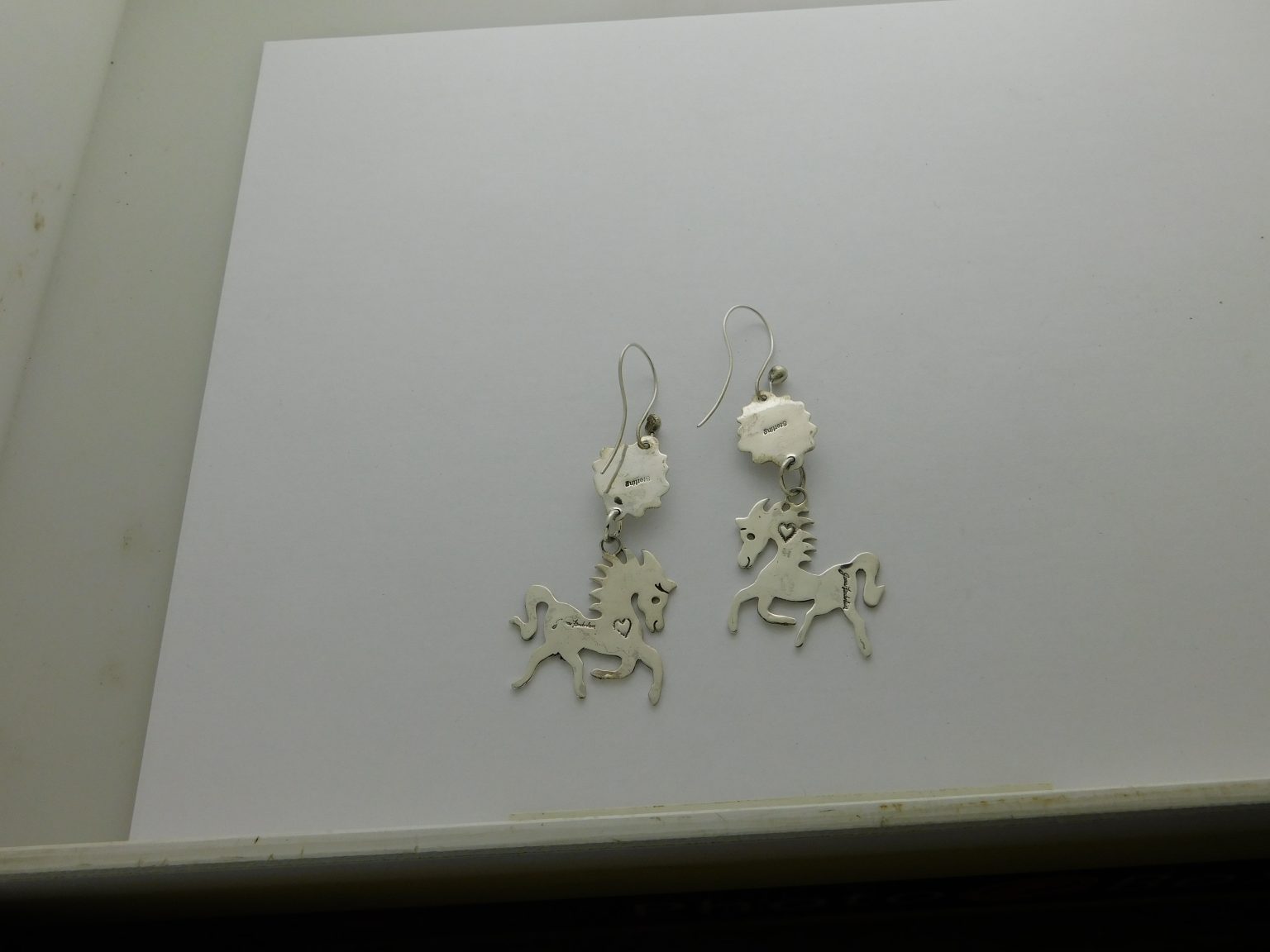 Reverse view of James Fendenheim Tohono O'odham Papago Ponies Sterling Silver Earrings