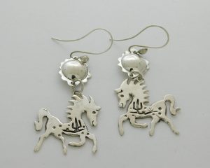 James Fendenheim Tohono O'odham Papago Ponies Sterling Silver Earrings