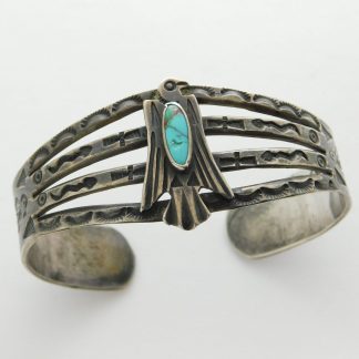 Fred Harvey Arrow Novelty Company Navajo Turquoise and Sterling Silver Thunderbird Bracelet