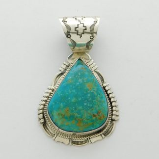Bennie Ration Navajo Kingman Turquoise and Sterling Silver Pendant