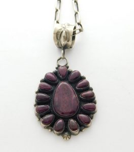 Tyler Brown Navajo Purple Spiny Oyster Sterling Silver Pendant on Handmade Navajo Chain