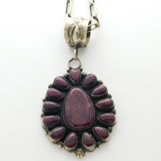 Tyler Brown Navajo Purple Spiny Oyster Sterling Silver Pendant on Handmade Navajo Chain