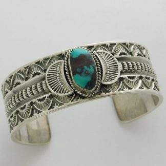 Sunshine Reeves Navajo Bisbee Turquoise and Sterling Silver Bracelet
