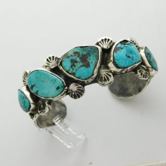 CHAKA SPENCER Sterling Silver and Turquoise Row Bracelet Size 6-5/8