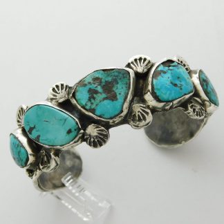CHAKA SPENCER Sterling Silver and Turquoise Row Bracelet Size 6-5/8