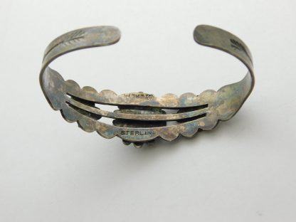 Rear view of Fred Harvey Cerrillos Turquoise Sterling Silver Thunderbird and Arrow Bracelet