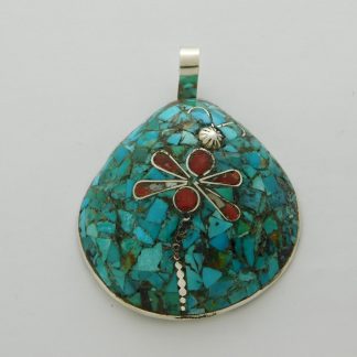 MARY CORIZ AGUILAR Santo Domingo Dragonfly Inlay Shell Pendant
